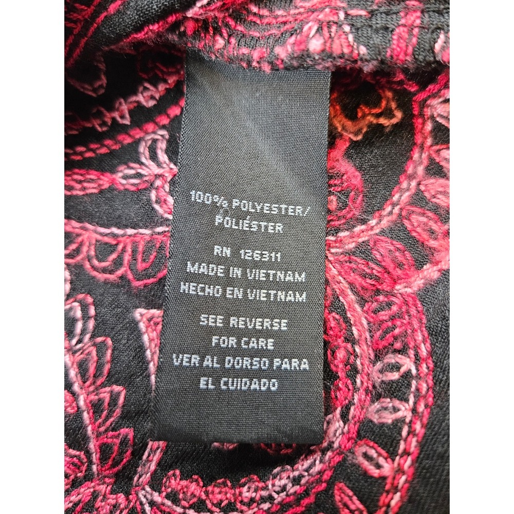 Ronni Nicole Velvet Embroidered Dress Women Size 10 Black Red Floral Knee Length - Picture 8 of 11